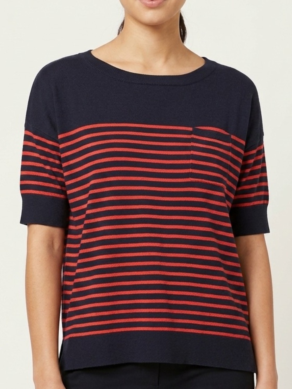 jcpenney Navy and Red Striped Knit Top